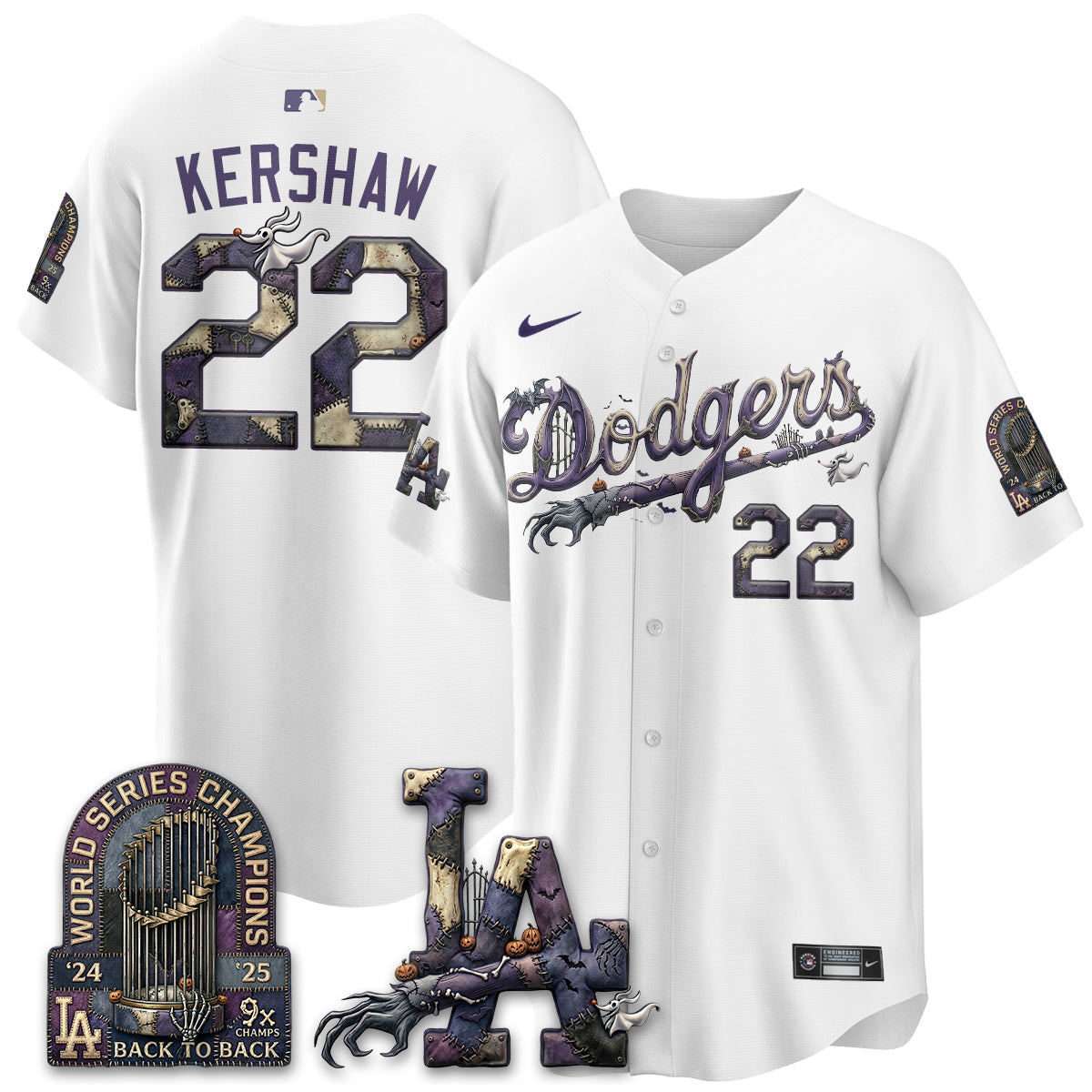 Los Angeles Dodgers Nightmare Edition Vapor Jersey - Stitched