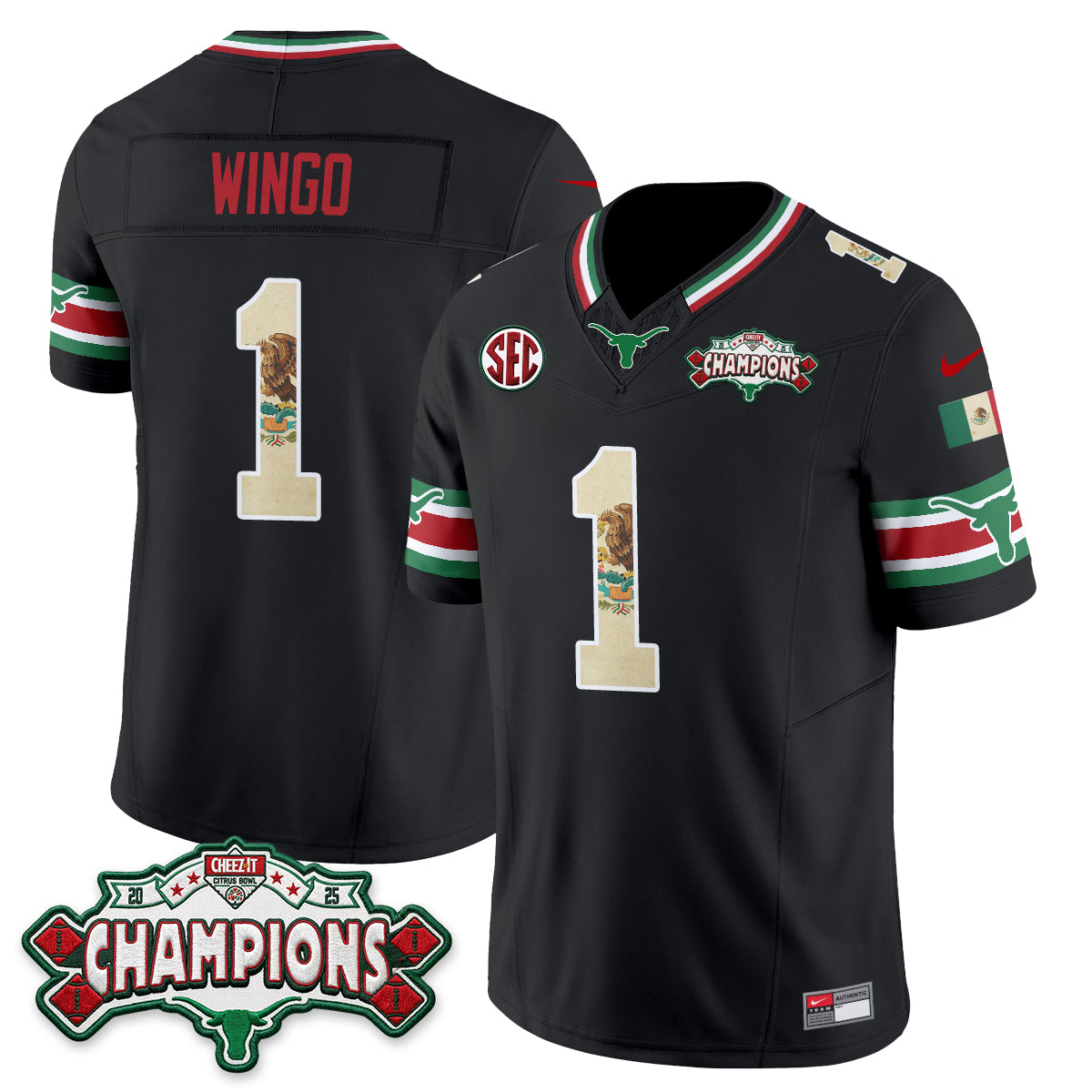 Texas Longhorns Mexico Edition Vapor Jersey - Stitched-NQD