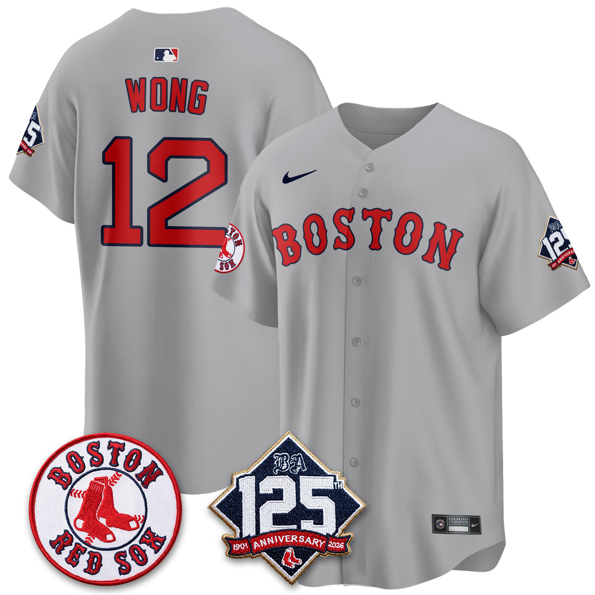 Boston Red Sox 125th Anniversary Patch Vapor Jersey - Stitched