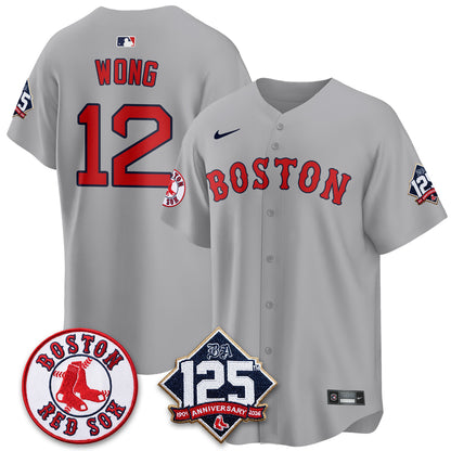 Boston Red Sox 125th Anniversary Patch Vapor Jersey - Stitched