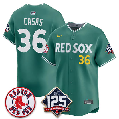 Boston Red Sox 125th Anniversary Patch Vapor Jersey - Stitched