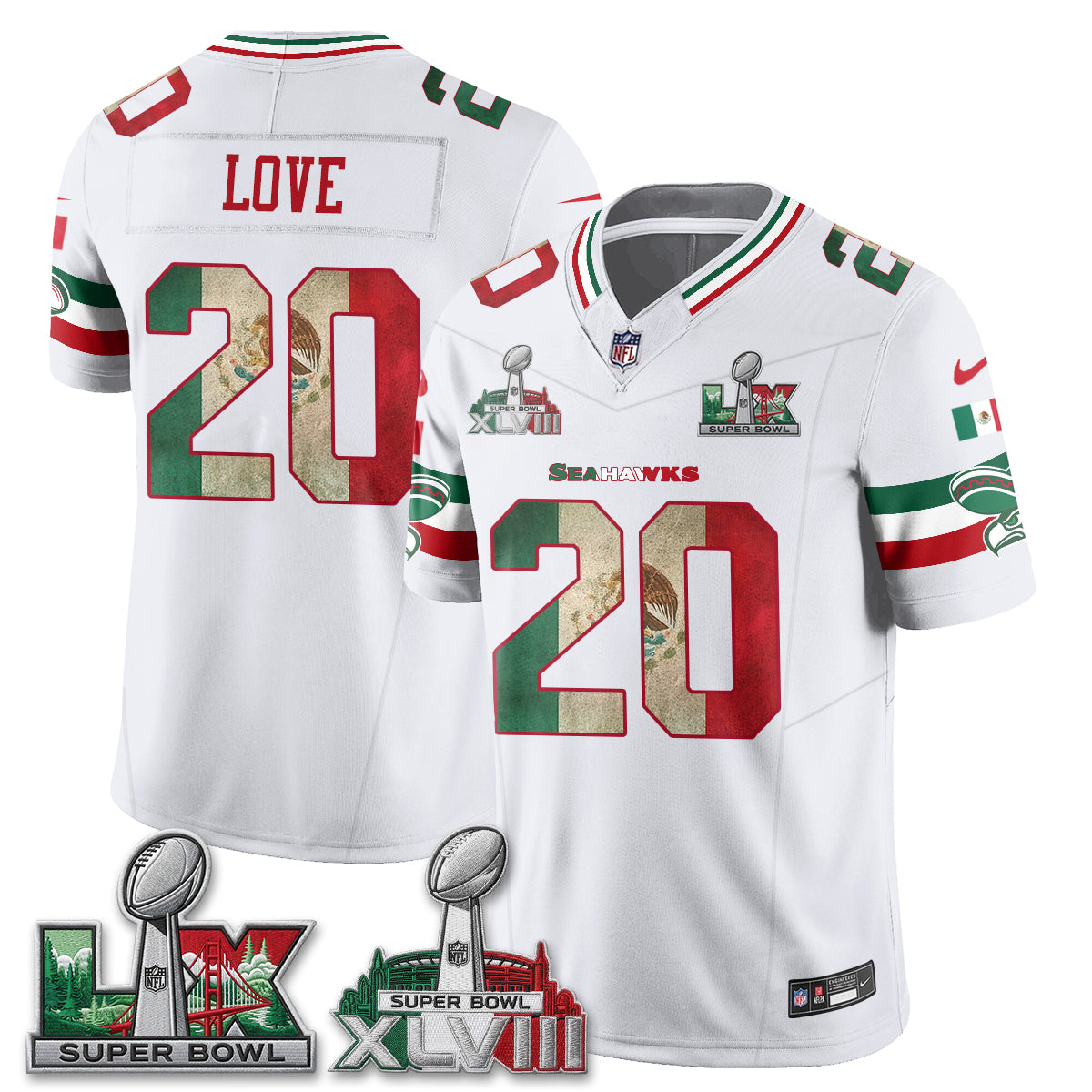 Seattle Seahawks Mexico Edition Vapor Jersey V2- Stitch-NQD