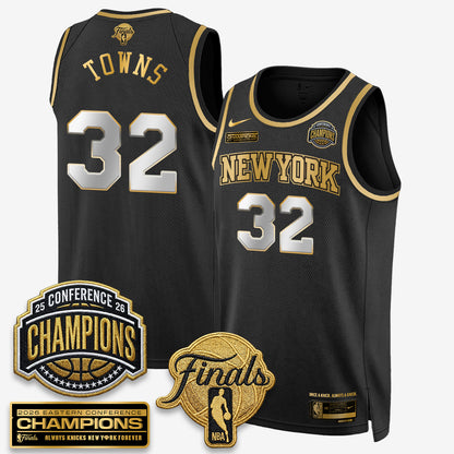 New York Knicks 2026 NBA Eastern Conference Champions White Gold Edition Jersey - Stitched