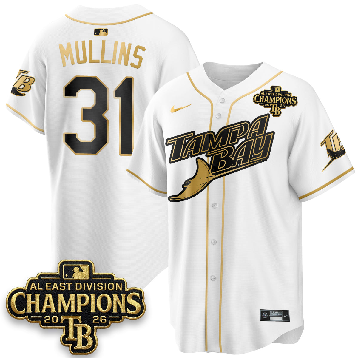 Tampa Bay Rays 2026 AL East Champs Gold Edition Vapor Jersey - Stitched-NQD