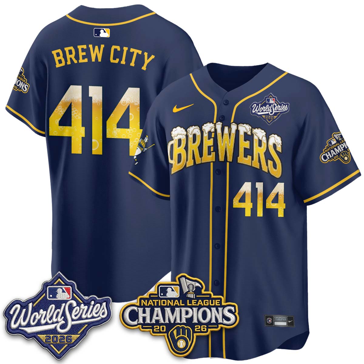 Milwaukee Brewers "Pitcher & Pint" WS26 & 2026 NL Champions Vapor Jersey - Stitched (V2)