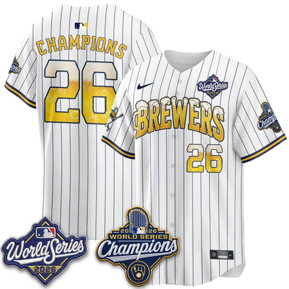 Milwaukee Brewers "Pitcher & Pint" 2026 WS Champions Vapor Jersey - Stitched
