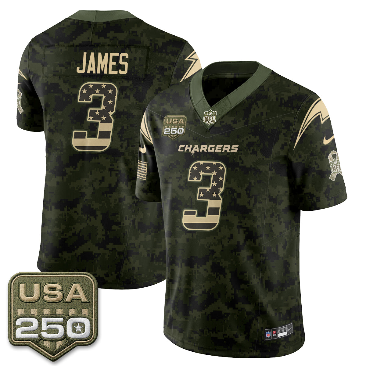Los Angeles Chargers 2026 Salute to Service Vapor Jersey - Stitched