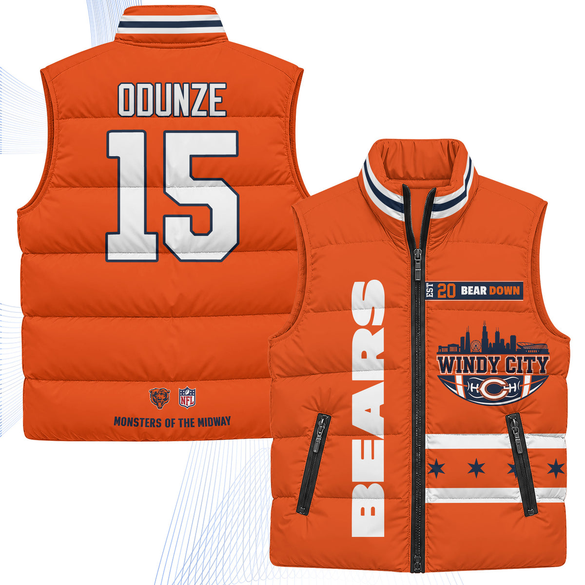 Chicago Bears "Windy City" Puffer Vest - Printed