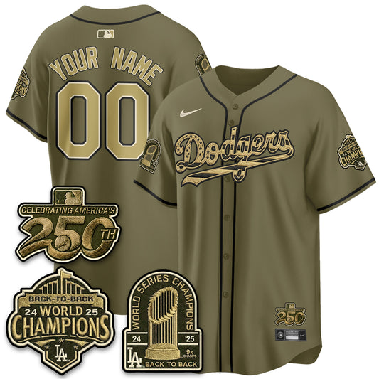 Los Angeles Dodgers New Era Olive 2026 Armed Forces Day Custom Jersey -All Stitched V2
