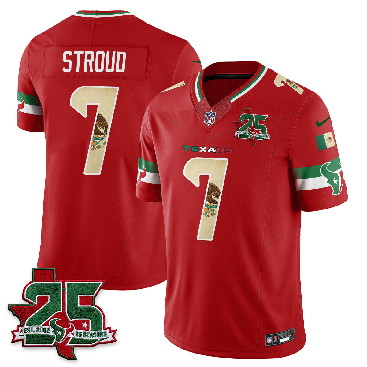 Houston Texans 25 Seasons Mexico Style Vapor Jersey - Stitched