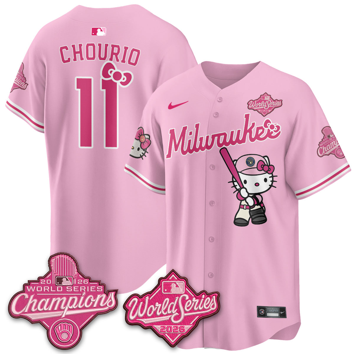 Milwaukee Brewers 2026 WS Champions x Meow KT Vapor Jersey - Stitched