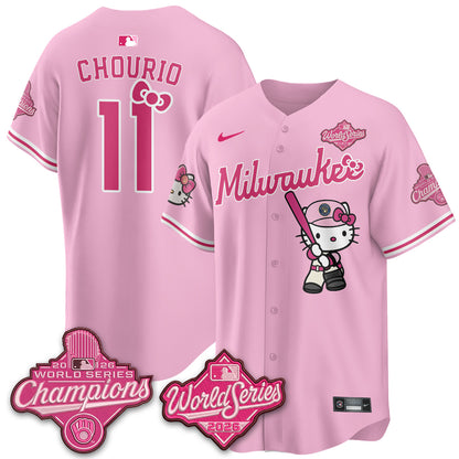 Milwaukee Brewers 2026 WS Champions x Meow KT Vapor Jersey - Stitched