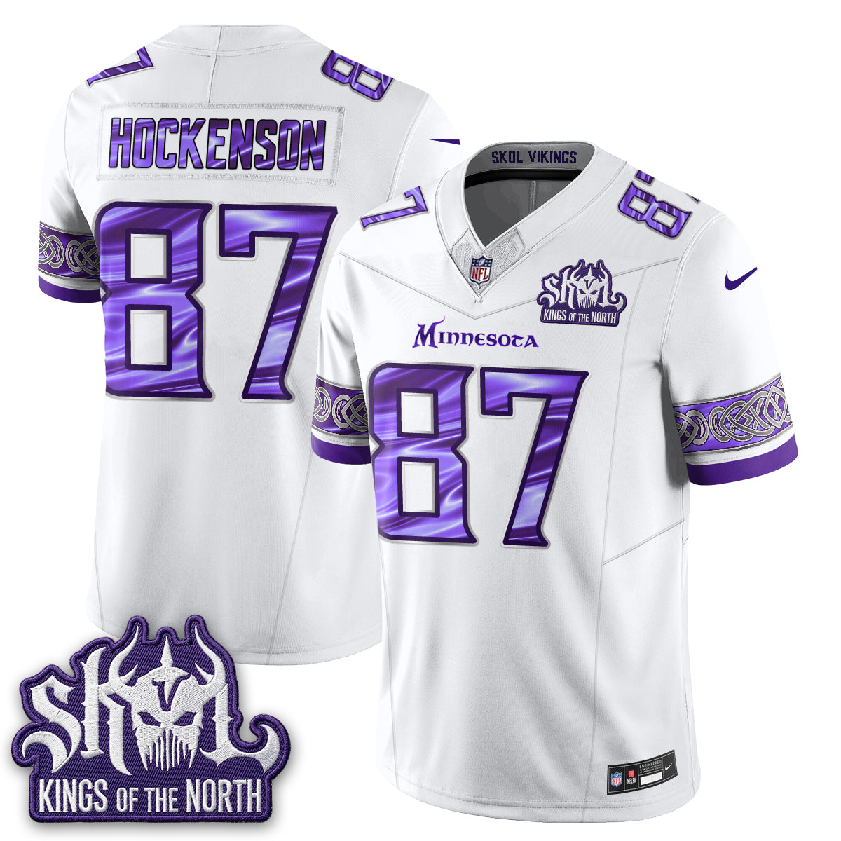 Minnesota Vikings Fangear Edition Warrior Skol Patch Vapor Jersey - Stitched