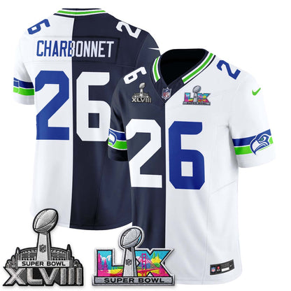 Seattle Seahawks Throwback 2 SB Patches Vapor Jersey - Stitched-NQD