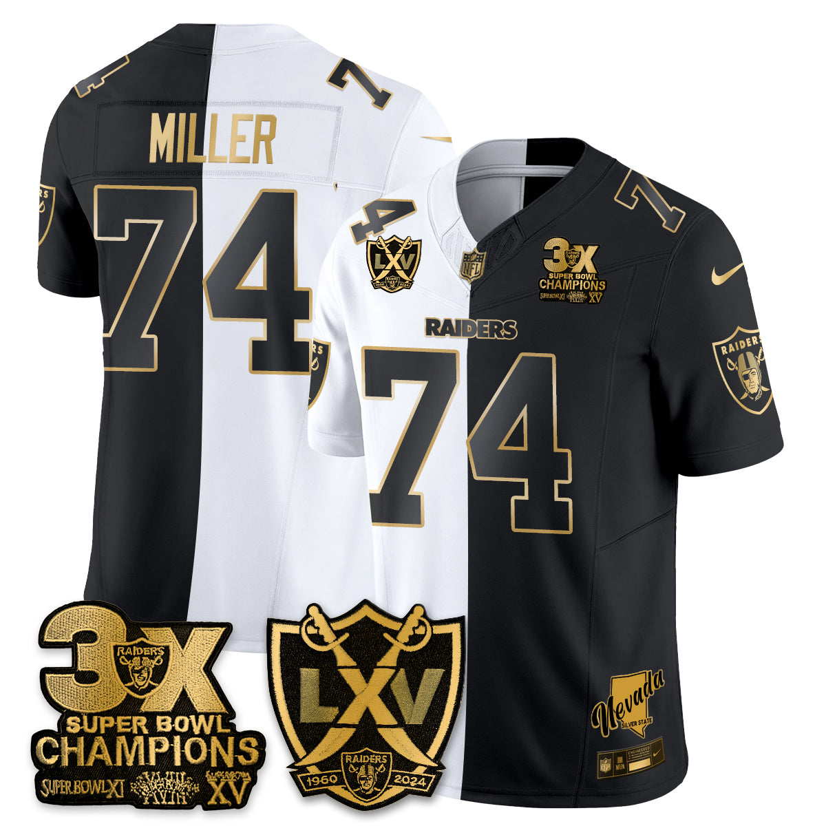 Las Vegas Raiders Split Edition Vapor Jersey V2- Stitched