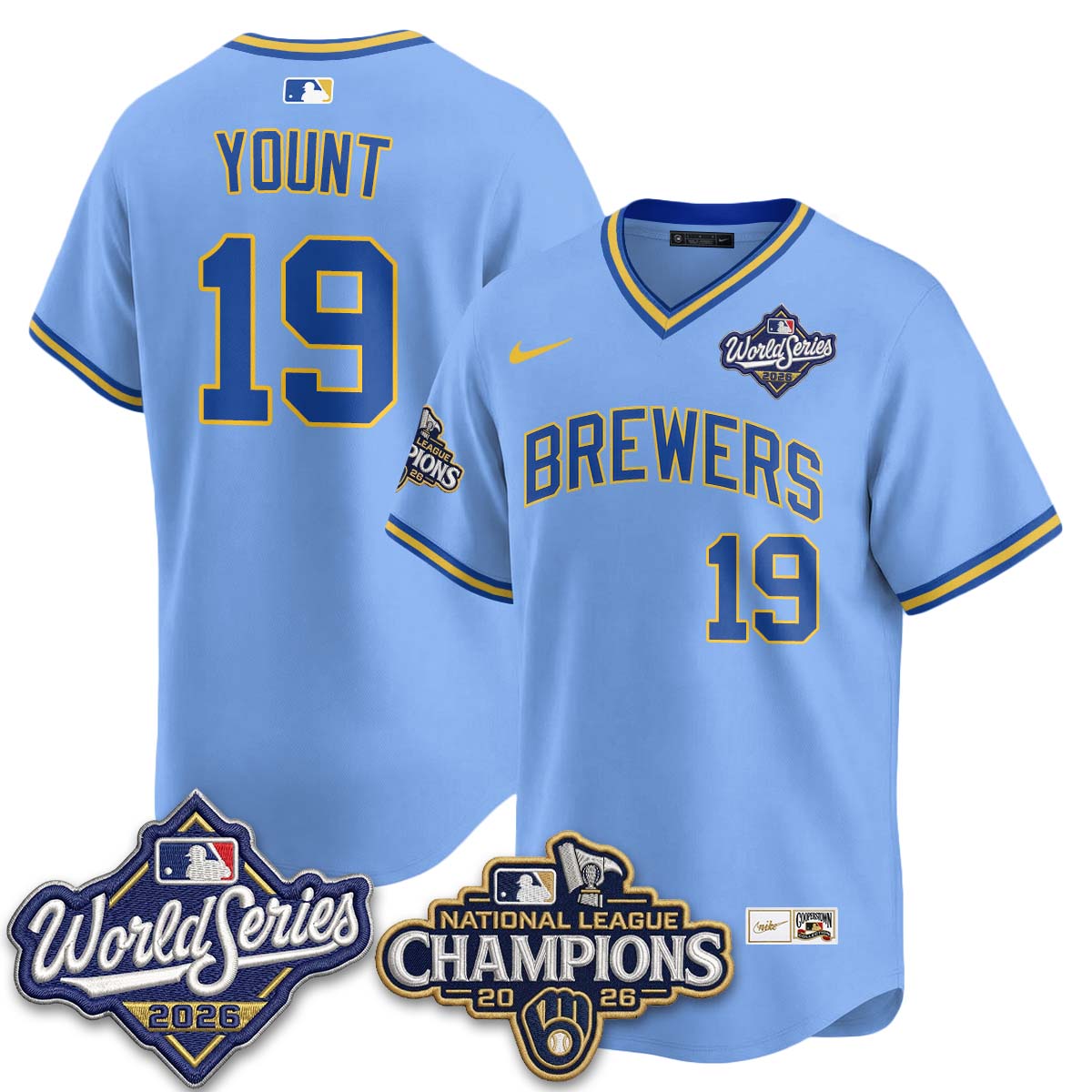 Milwaukee Brewers 2026 NL Champions Throwback Jersey - Stitched