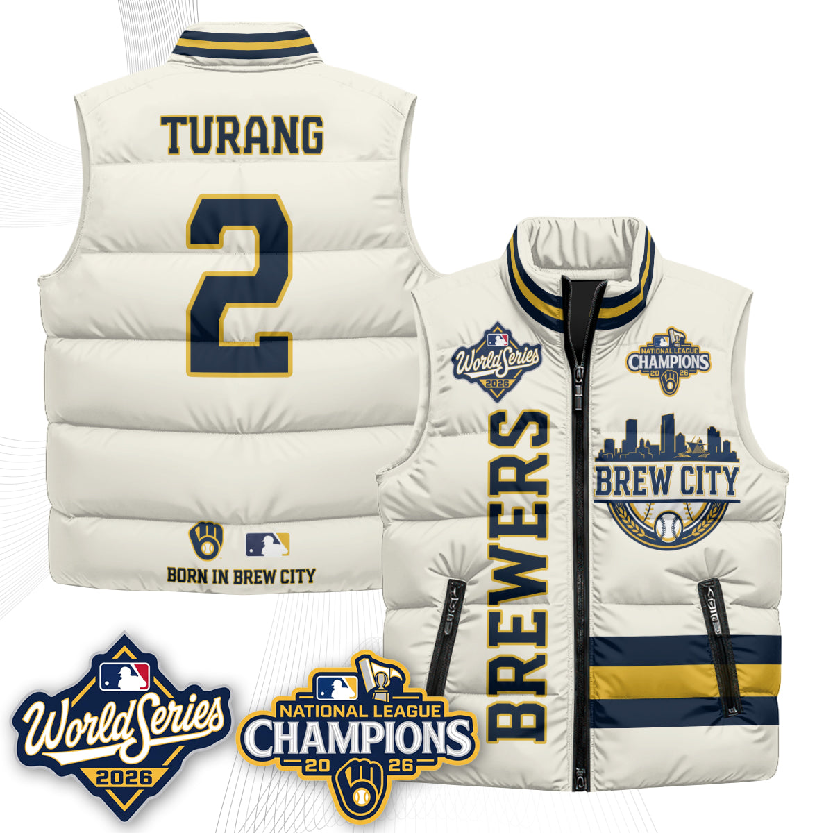 Milwaukee Brewers 2026 NL Champions Puffer Vest - Printed