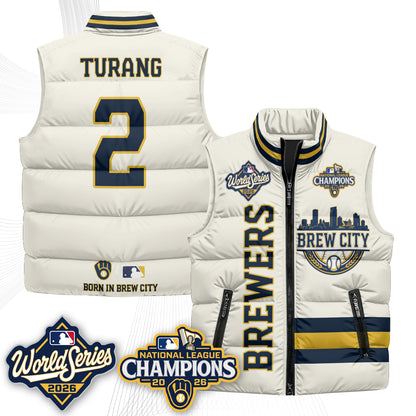 Milwaukee Brewers 2026 NL Champions Puffer Vest - Printed