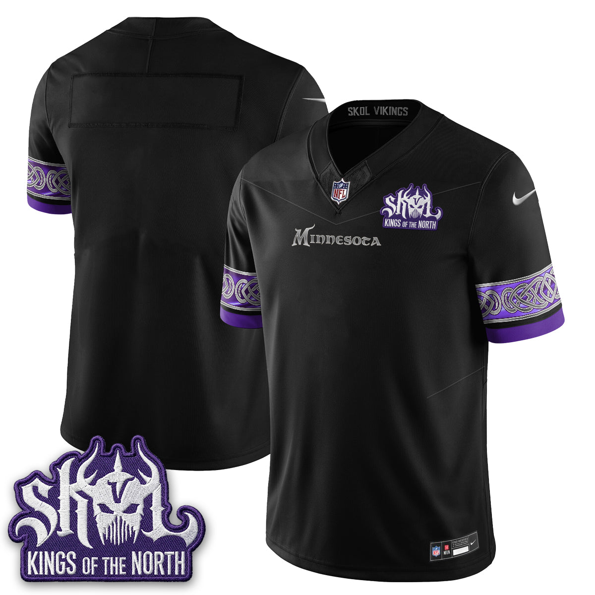 Minnesota Vikings Fangear Edition Warrior Skol Patch Vapor Jersey - Stitched