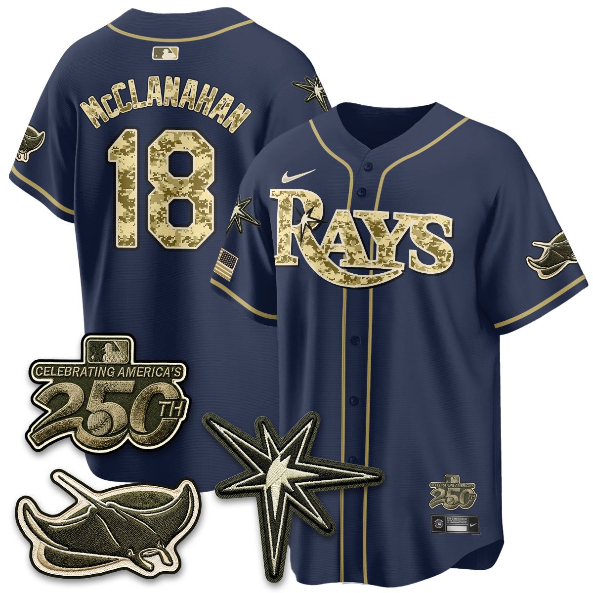 Tampa Bay Rays 2026 Armed Forces Day Jersey V2 - Stitched