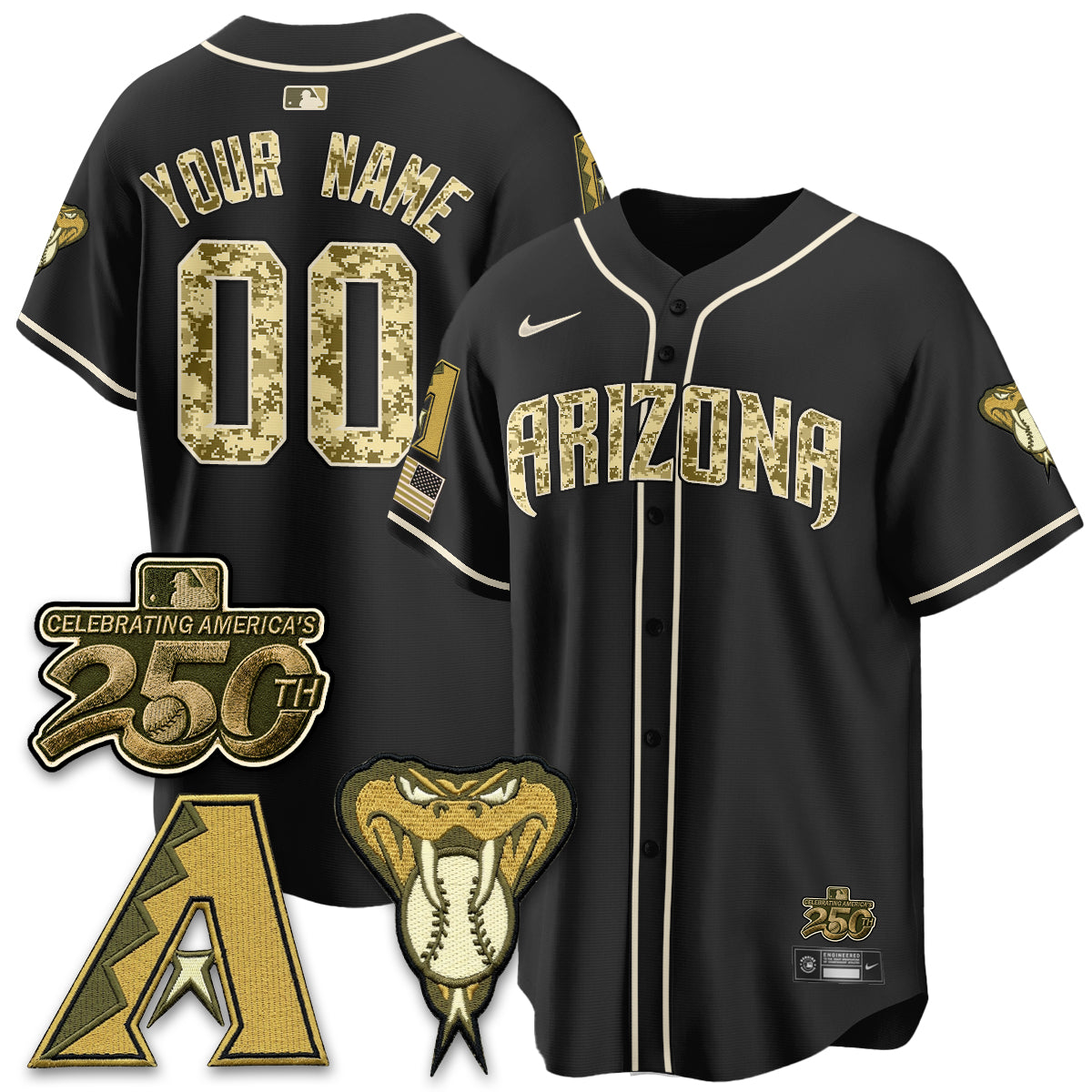 Arizona Diamondbacks Salute to Service 2026 Vapor Premier Limited Custom Jersey - All Stitched