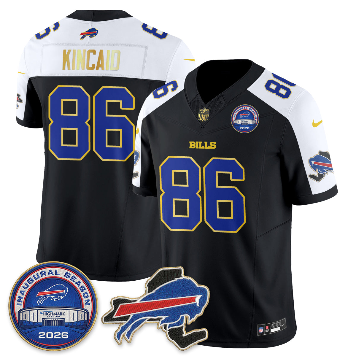 Buffalo Bills 2026 Gold Trim Edition Vapor Jersey - Stitched
