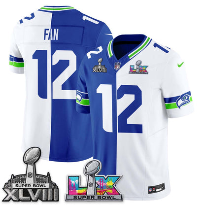 Seattle Seahawks Throwback 2 SB Patches Vapor Jersey - Stitched-NQD
