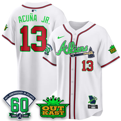 Atlanta Braves x Atliens Cool Base Galaxy Version Jersey - Stitched