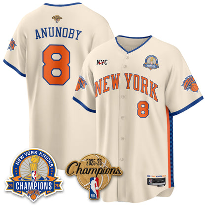 New York Knicks 2026 NBA Champions Cream Baseball Edition Vapor Jersey - Stitched