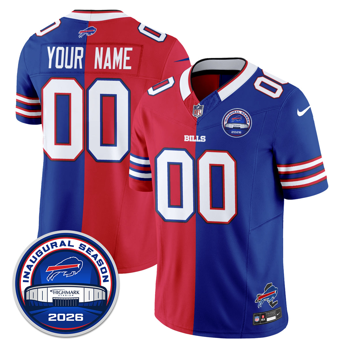 Buffalo Bills 2026 Split Edition Vapor Custom Jersey - Stitched-NQD