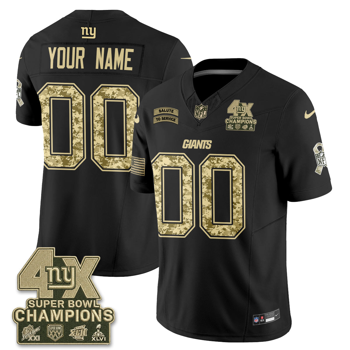 New York Giants 2026 Salute To Service V2 Vapor Custom Jersey - Stitched-NQD