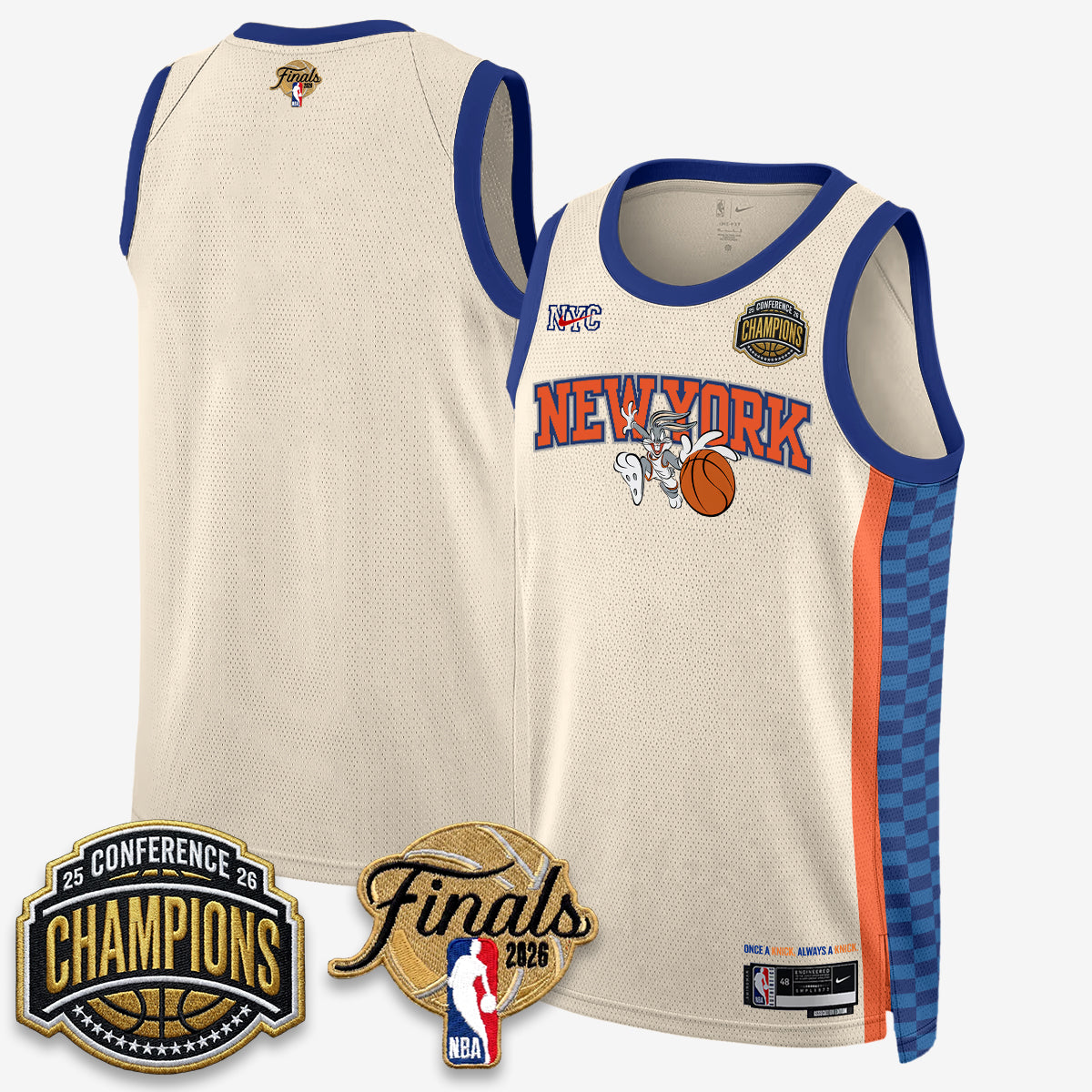 New York Knicks 2026 NBA Eastern Conference Champions x Looney Tunes Vapor Jersey V2- Stitched