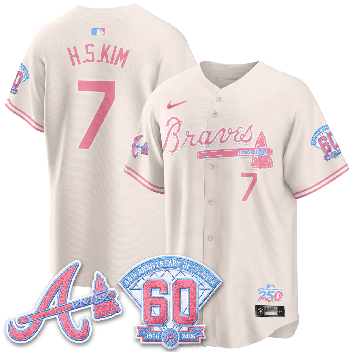 Atlanta Braves x Bubblegum Vapor Jersey - Stitched