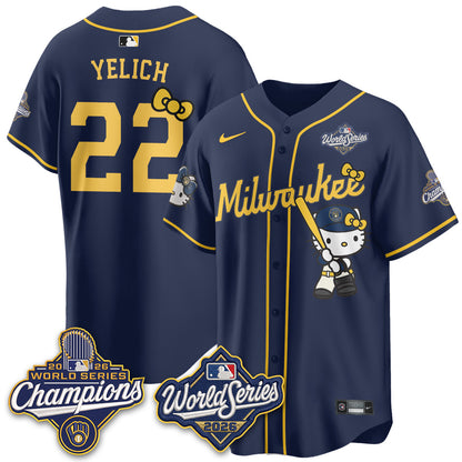Milwaukee Brewers 2026 WS Champions x Meow KT Vapor Jersey - Stitched