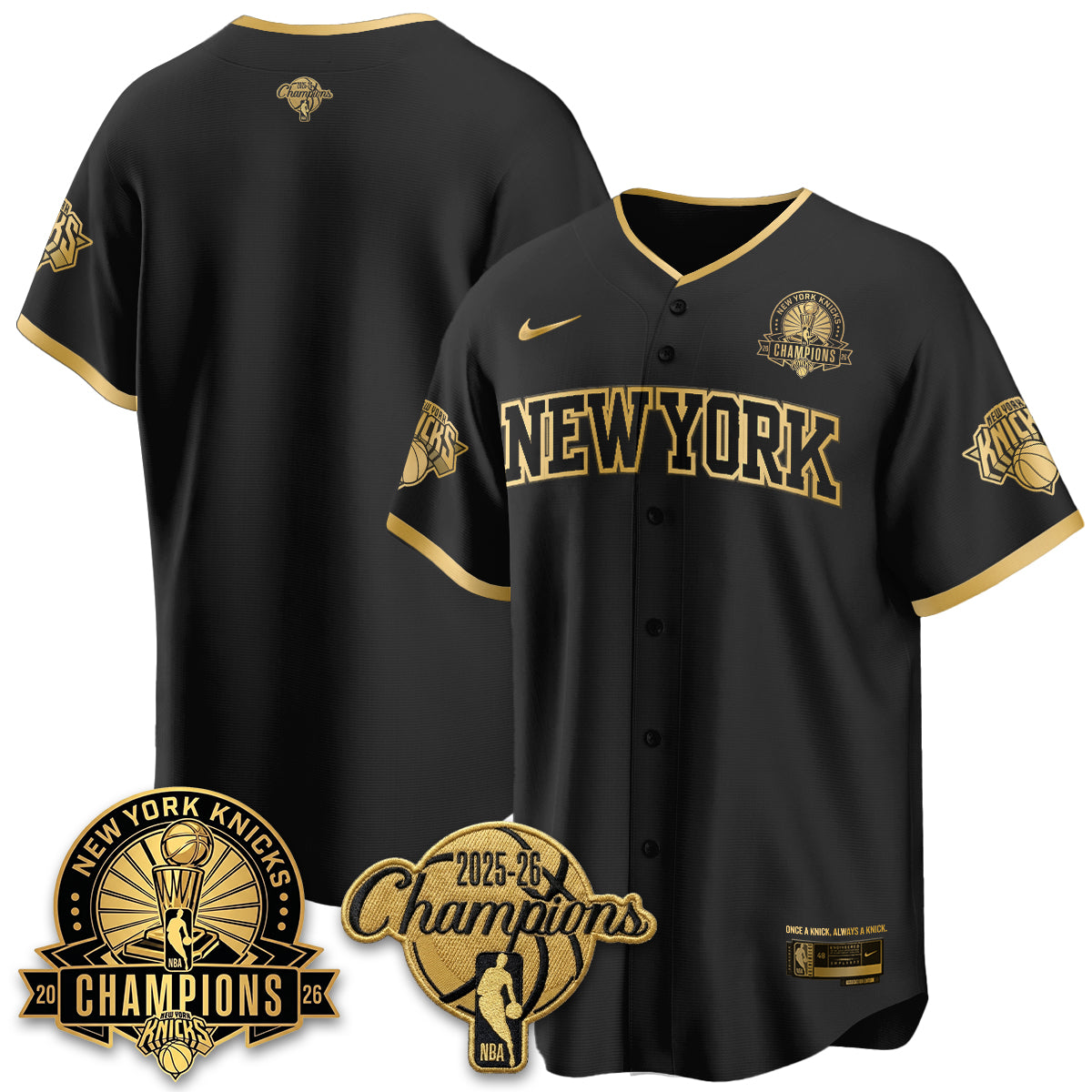 New York Knicks 2026 NBA Champions Cream Baseball Edition Vapor Jersey - Stitched