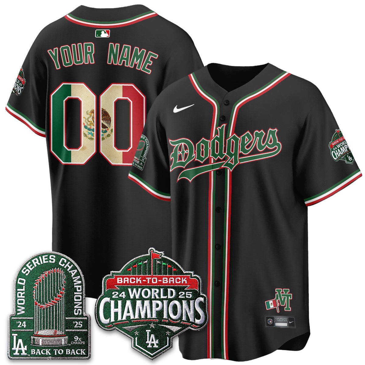 Los Angeles Dodgers x Mexico Style Vapor Custom Jersey - Stitched