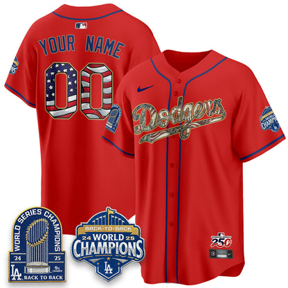 Los Angeles Dodgers 2026 Independence Day USA Vapor Limited Custom Jersey - Stitched