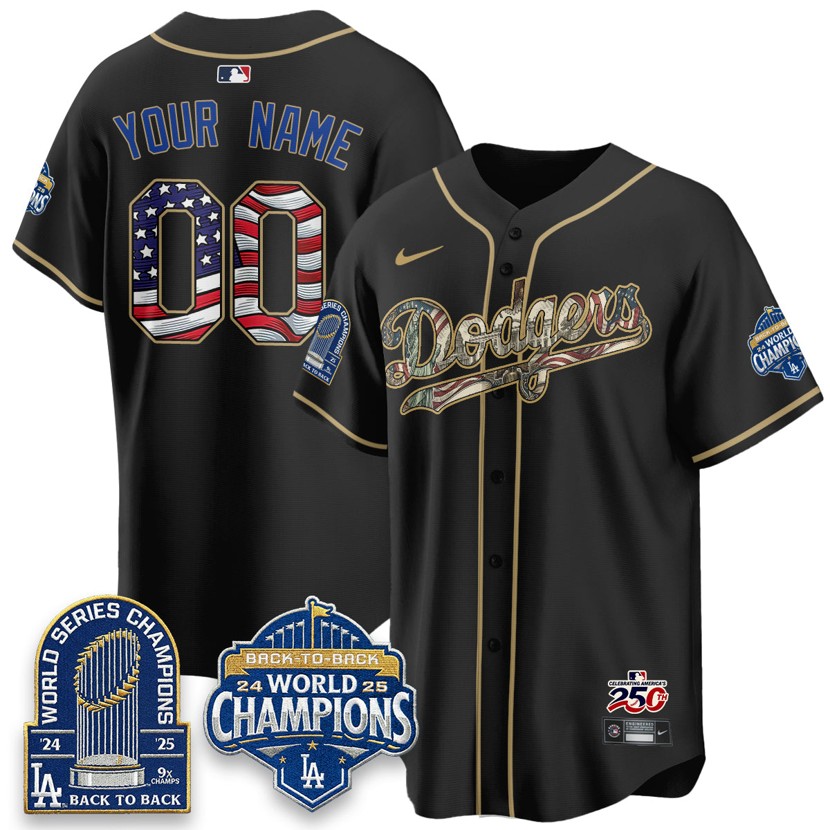Los Angeles Dodgers 2026 Independence Day USA Vapor Limited Custom Jersey - Stitched