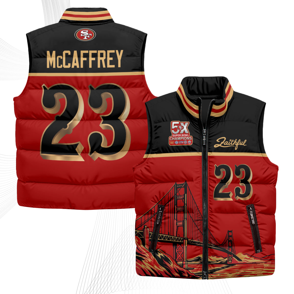 San Francisco 49ers Faithful Puffer Vest - Printed
