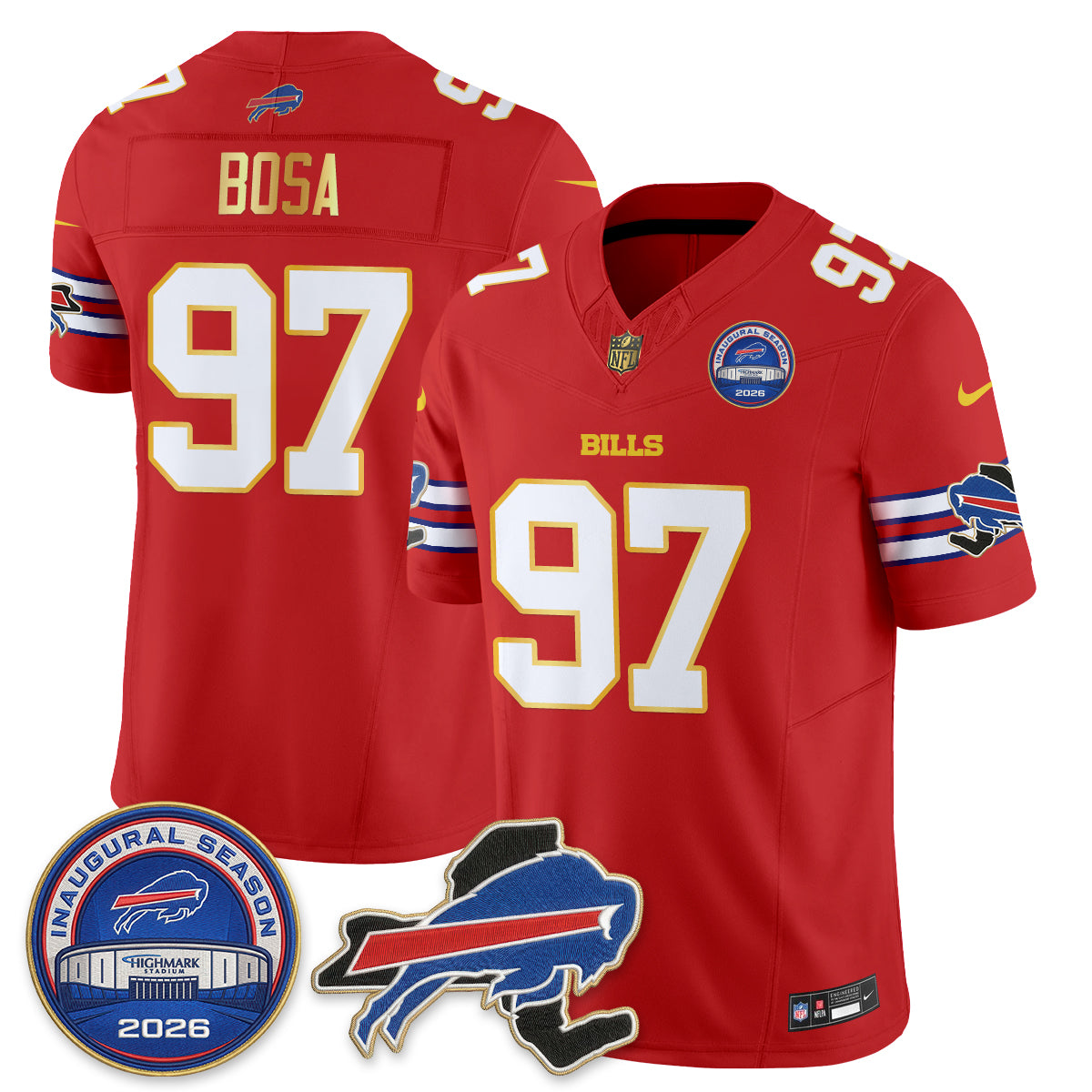 Buffalo Bills 2026 Gold Trim Edition Vapor Jersey - Stitched