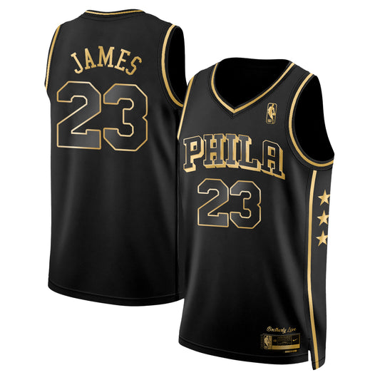 Philadelphia 76ers LeBron James #23 Gold Edition Vapor Jersey - Stitched
