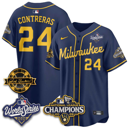 MIL 2026 NL Champions - Bob Uecker Patch Vapor Jersey - Stitched-NQD.
