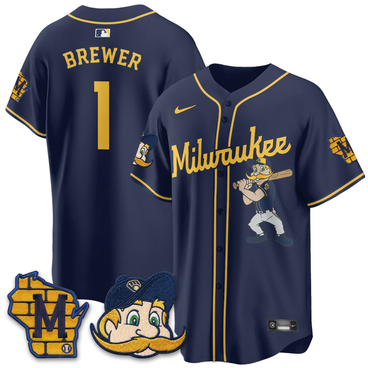 Milwaukee Brewers Bernie Edition Vapor Jersey - Stitched