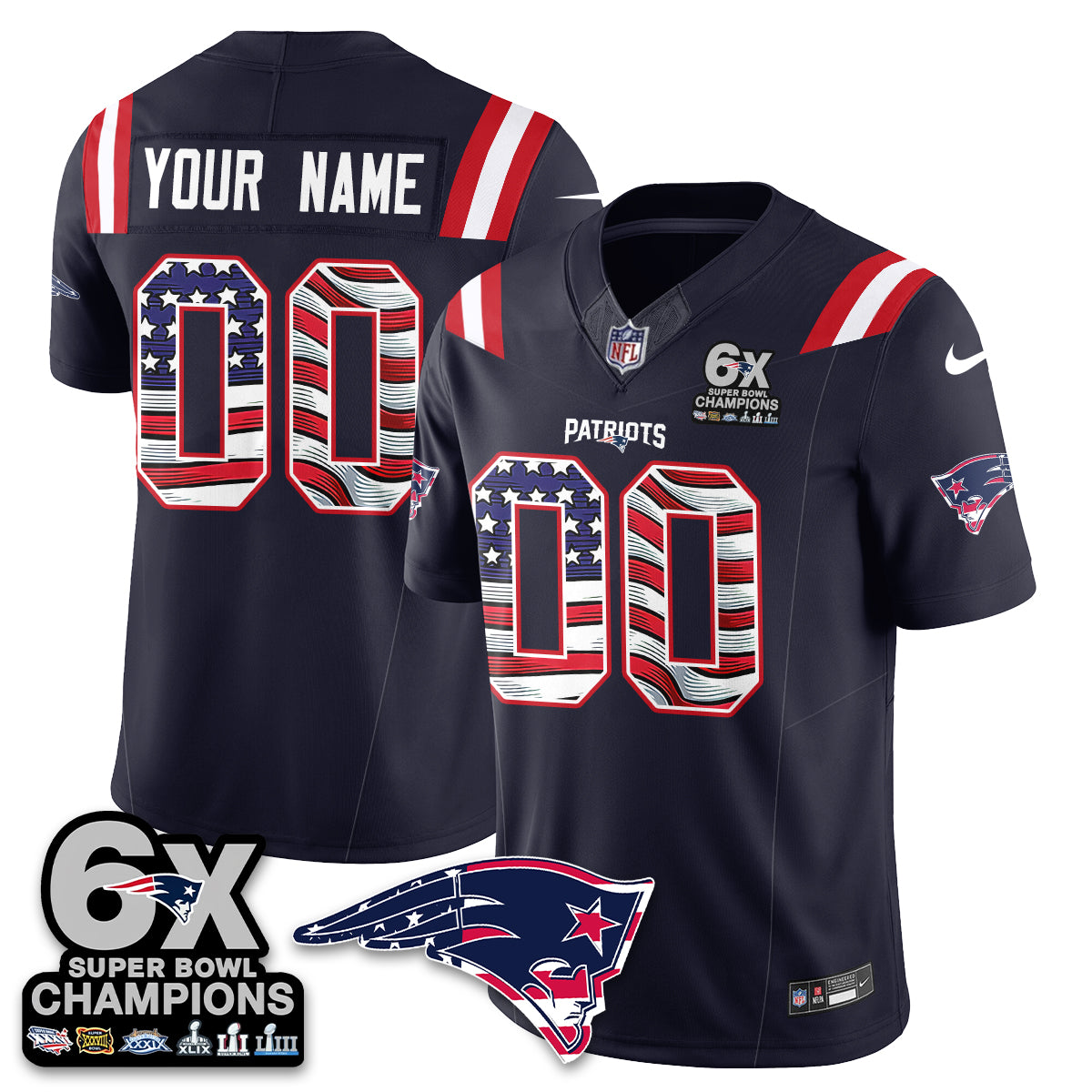 New England Patriots America Edition Vapor Custom Jersey V2- Stitched