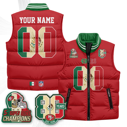 San Francisco 49ers Mexico Style Custom Puffer Vest - Printed