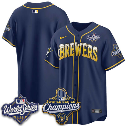 Milwaukee Brewers "Pitcher & Pint" 2026 WS Champions Vapor Jersey - Stitched