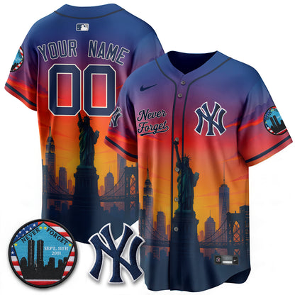 NYY Skyline Never Forget 9/11 Memorial Edition Vapor Custom Jersey - Stitched