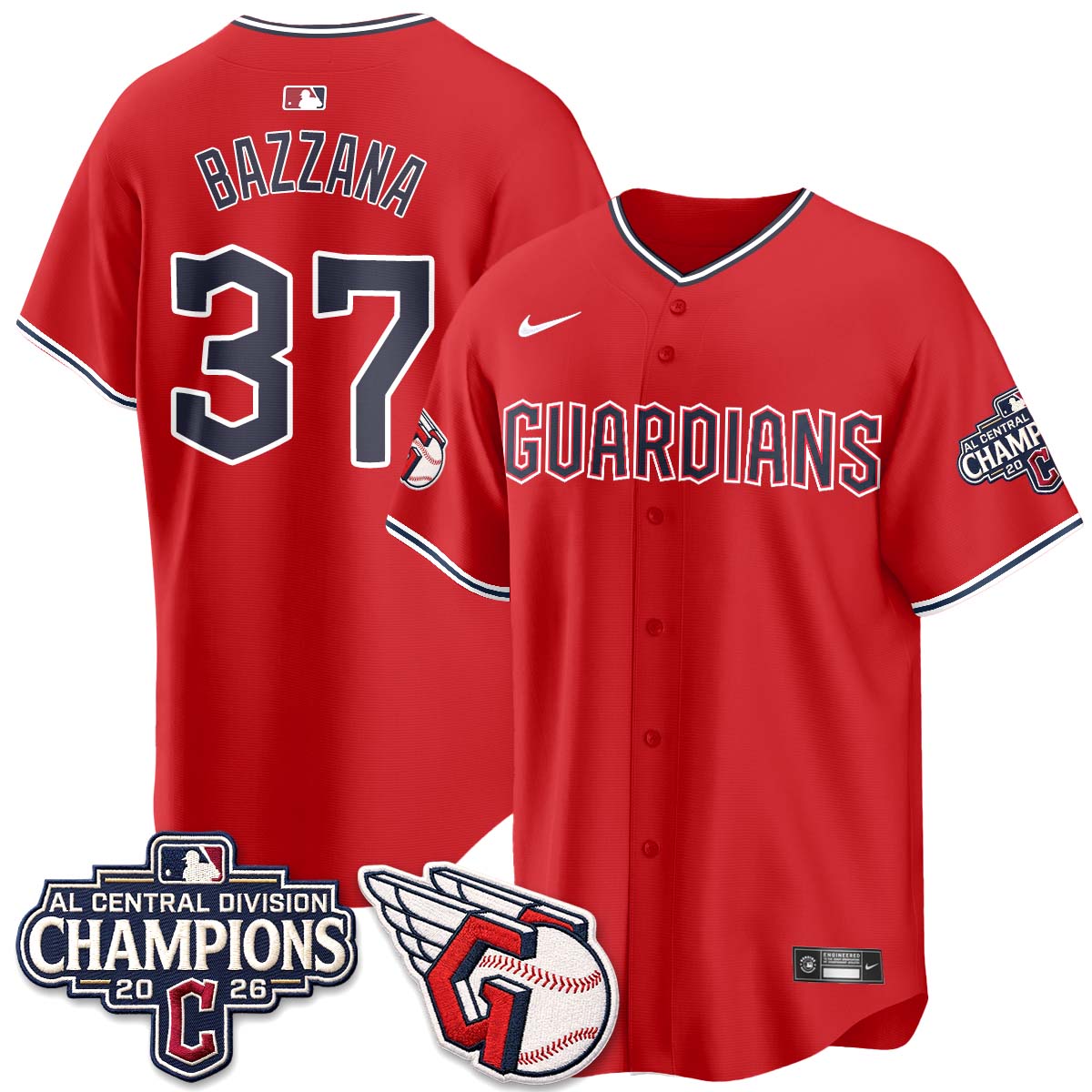 Cleveland Guardians 2026 AL Central Champs Vapor Jersey - Stitched