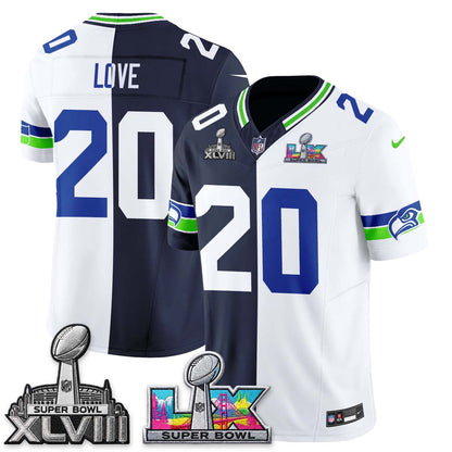 Seattle Seahawks Throwback 2 SB Patches Vapor Jersey - Stitched-NQD