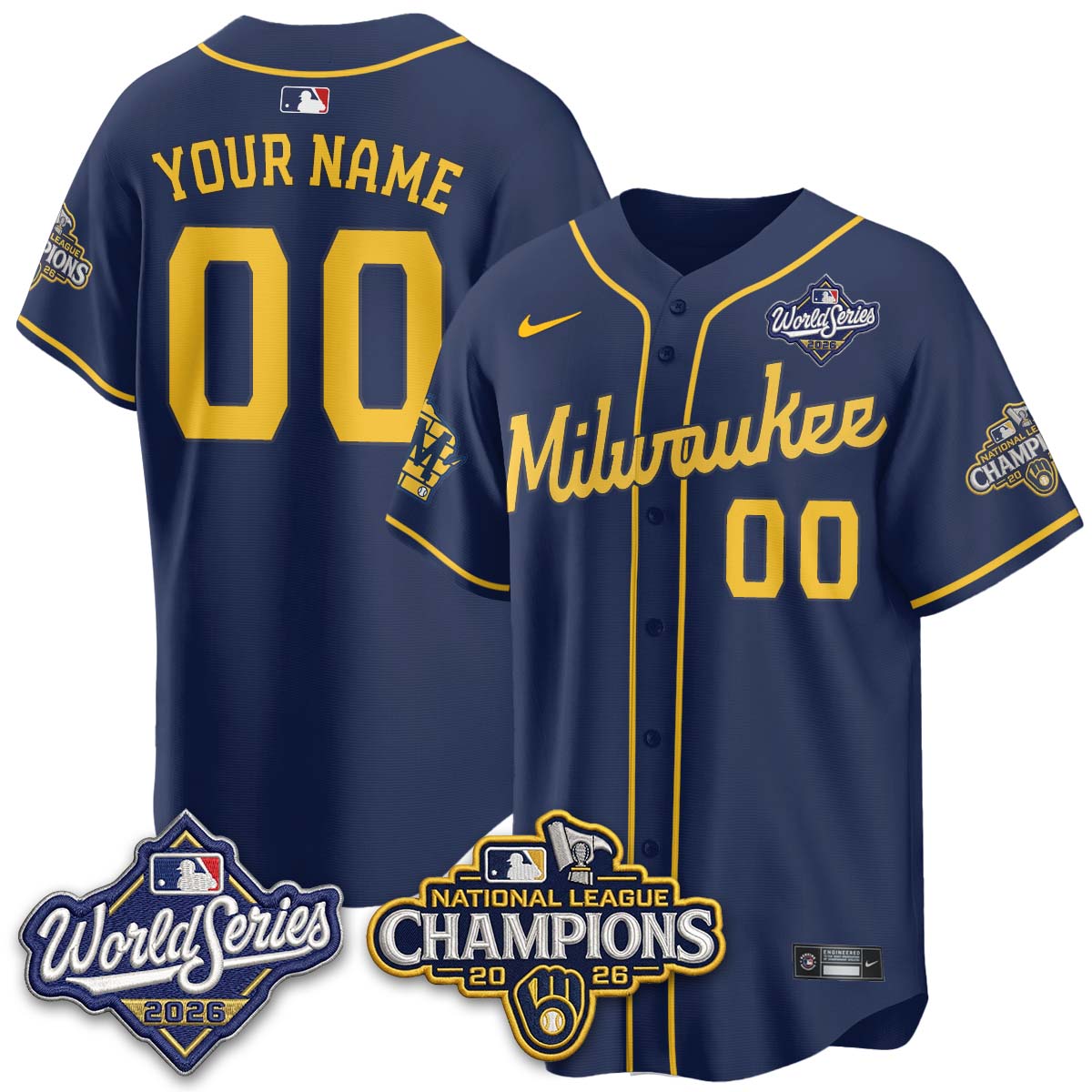 Milwaukee Brewers 2026 NL Champions Custom Vapor Jersey - Stitched-NQD